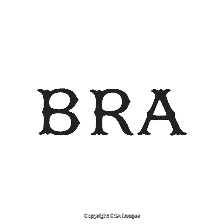 Vintage Typography of the Word BRA in Ornate Serif Font Style