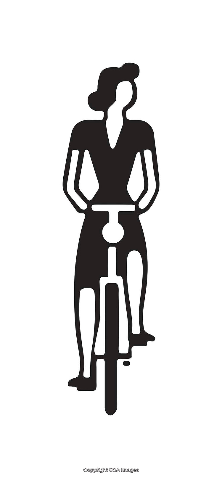 Simple Black and White Icon of a Person Riding a Bicycle