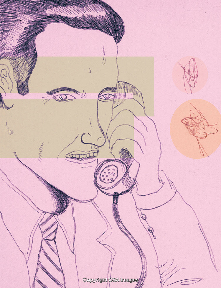 Abstract Illustration of a Man on a Phone in a Business Context