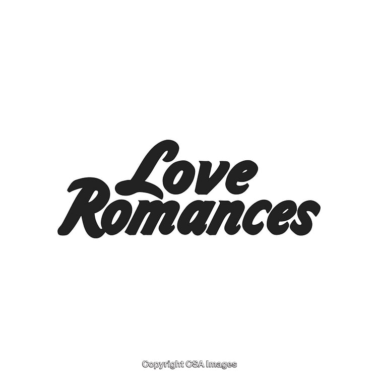 Elegant Black-And-White Typography With 'Love Romances' in Bold Script Font