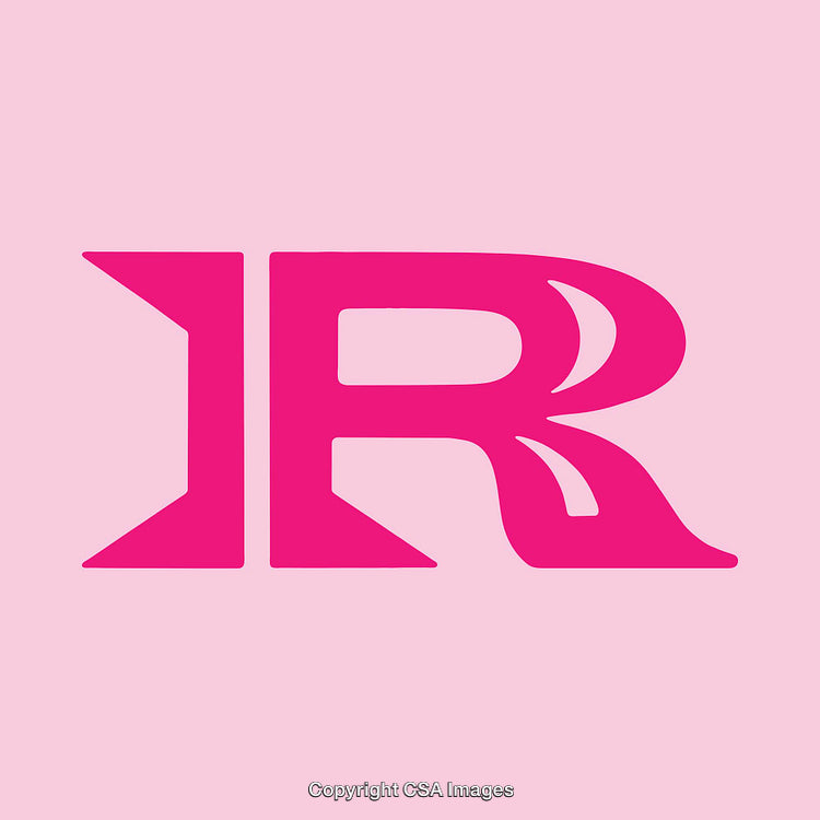 Bold Pink Stylized Letter R on a Soft Pink Background