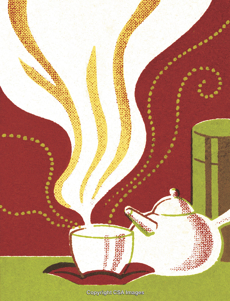 Steaming Beverage and Teapot