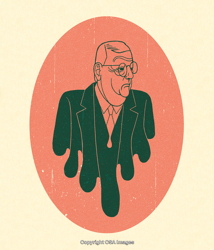 Abstract Illustration of a Serious Man in Vintage Retro Design Style