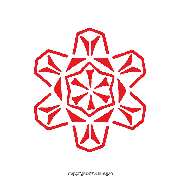 Geometric Red Symmetrical Patterned Design in a Star-Like Shape