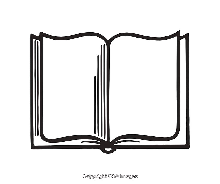 Black and White Line Art of an Open Book