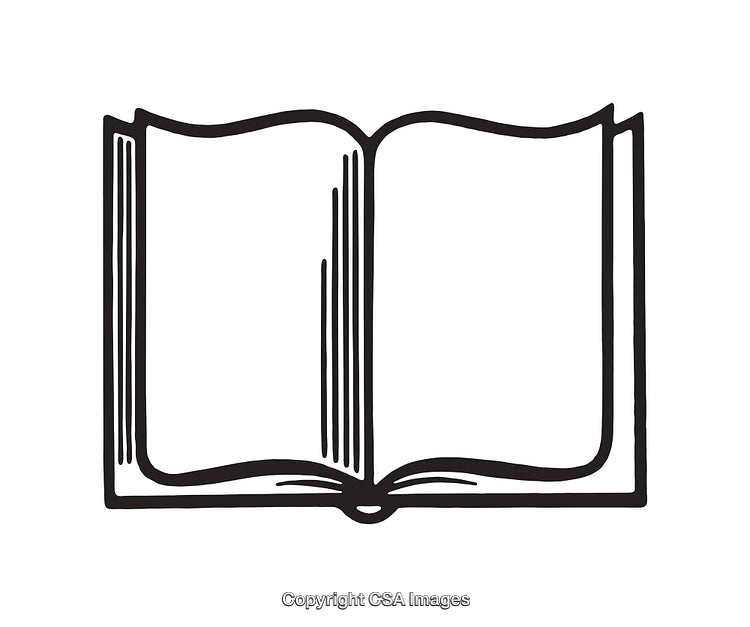Black and White Line Art of an Open Book