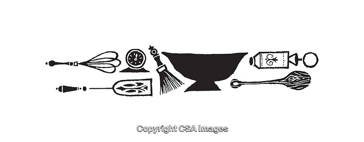 Black And White Line Art Illustrations of Kitchen Tools and Utensils