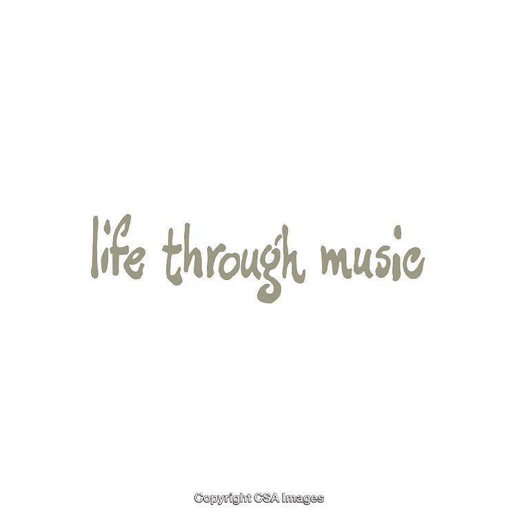Inspirational Calligraphy Text Reading “Life Through Music” in Neutral Tones