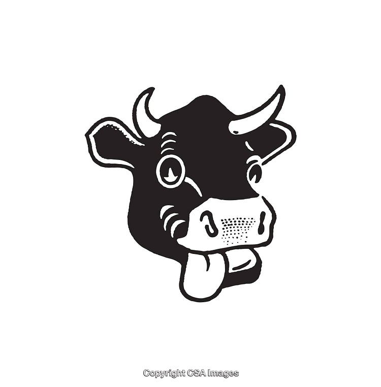 Black And White Line Art Illustration of a Funny Cartoon Cow