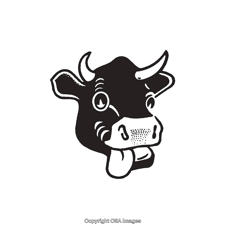 Black And White Line Art Illustration of a Funny Cartoon Cow