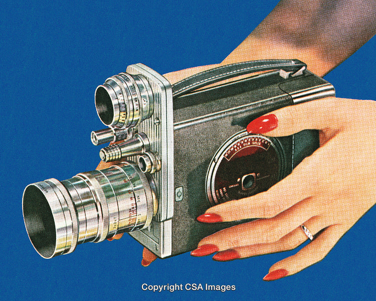 Close-Up of Retro Film Camera with Stylish Vintage Aesthetic on Blue Background