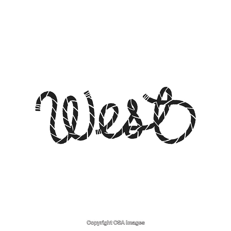 Rope-Themed Lettering Design Featuring the Word 'West' in Stylized Script
