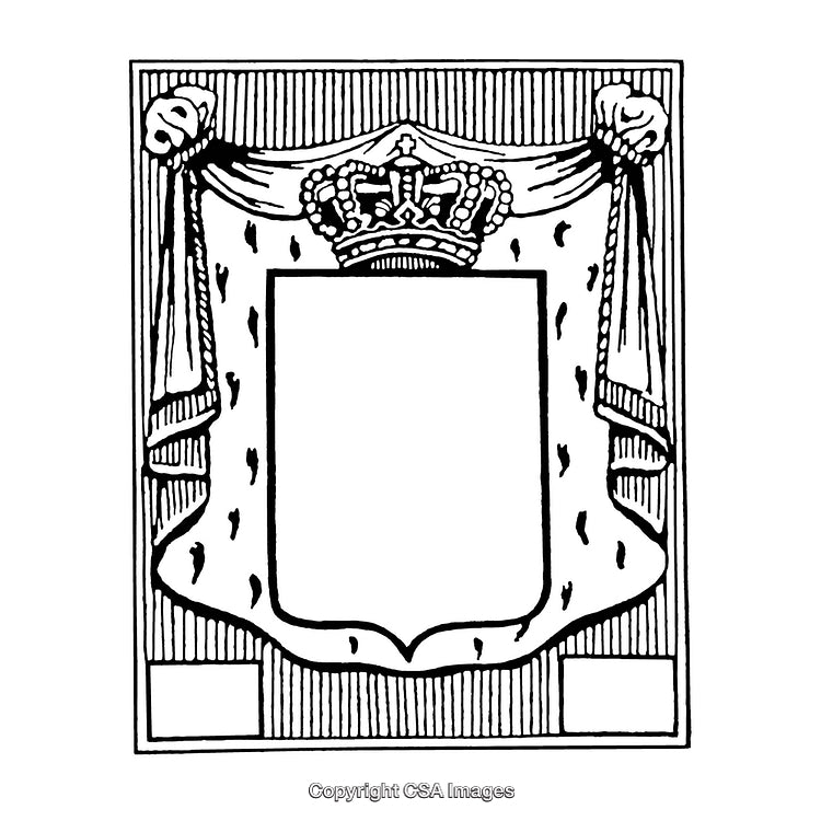 Ornate Black and White Border Featuring Crowned Empty Frame