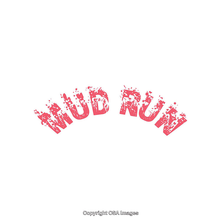 Grungy Pink Typography Displaying Phrase 'Mud Run' on White Background