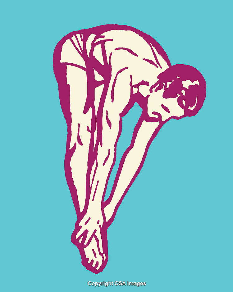 Vibrant Line Art Illustration of a Diver in Graceful Pose