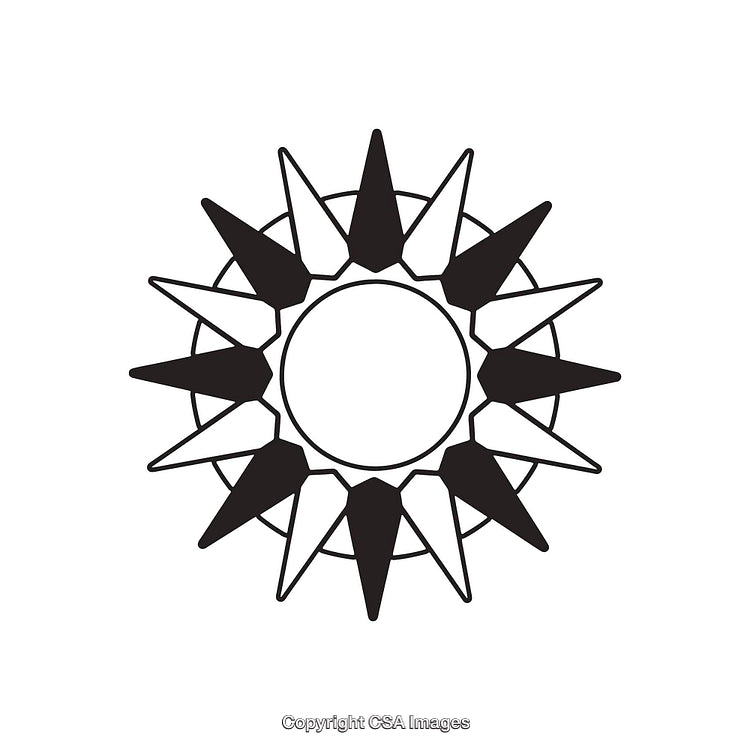 Black and White Sunburst Design with Geometric Details and Sharp Elements