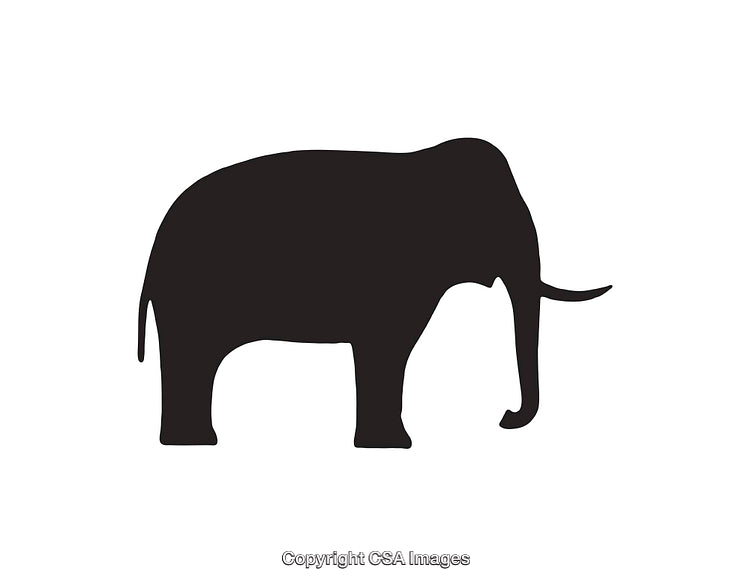 Silhouette of Elephant in Black and White Minimalist Style
