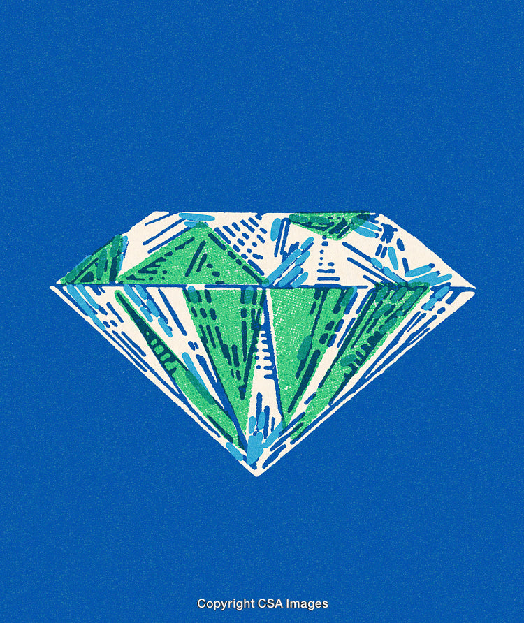 Artistic Depiction of a Gemstone with Abstract Patterns on Blue Background