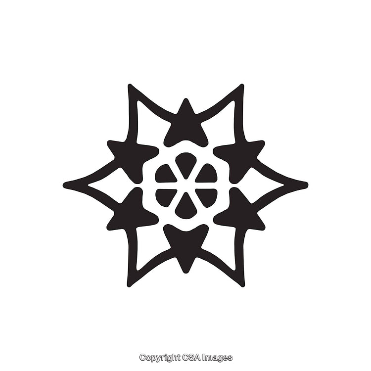 Ornamental Black and White Decorative Abstract Symbol with Symmetry and Aesthetic Complexity