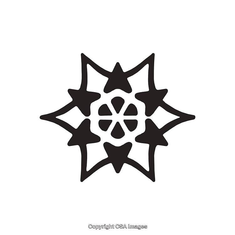 Ornamental Black and White Decorative Abstract Symbol with Symmetry and Aesthetic Complexity