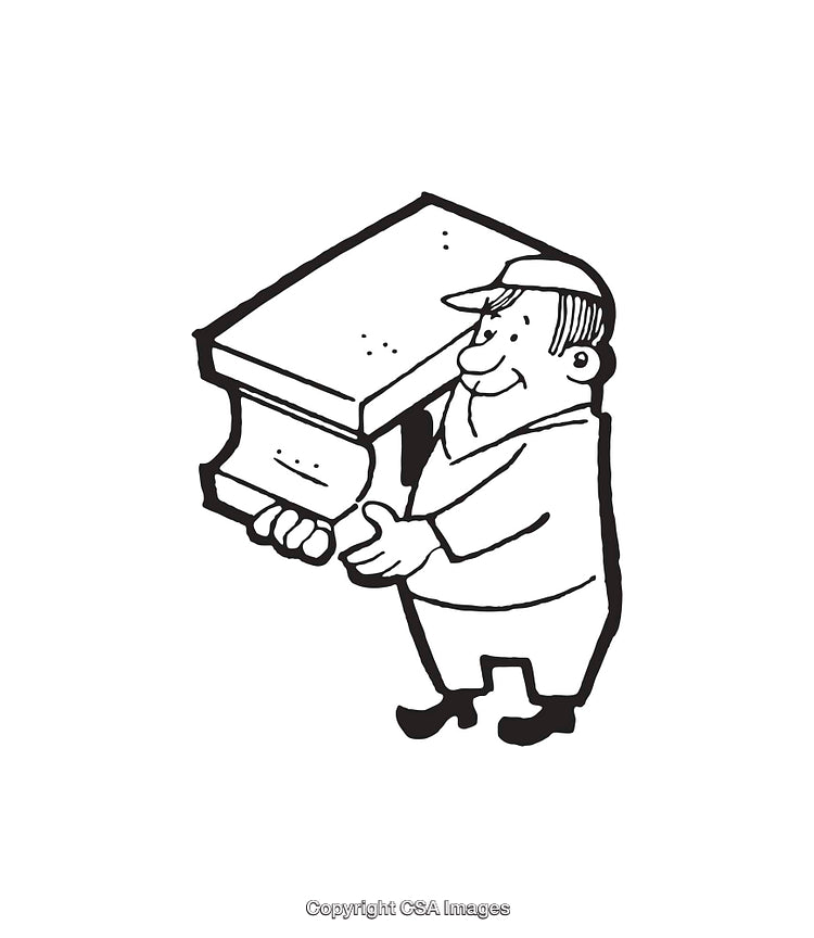 Hand-Drawn Illustration of a Worker Carrying a Large Object