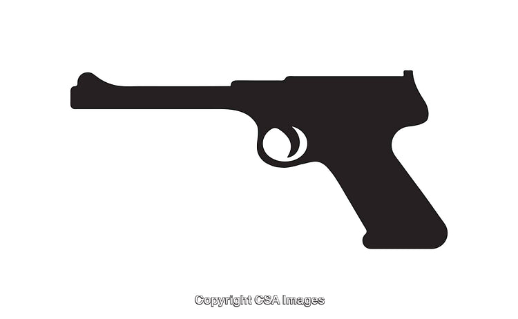 Black and White Silhouette of a Pistol Icon