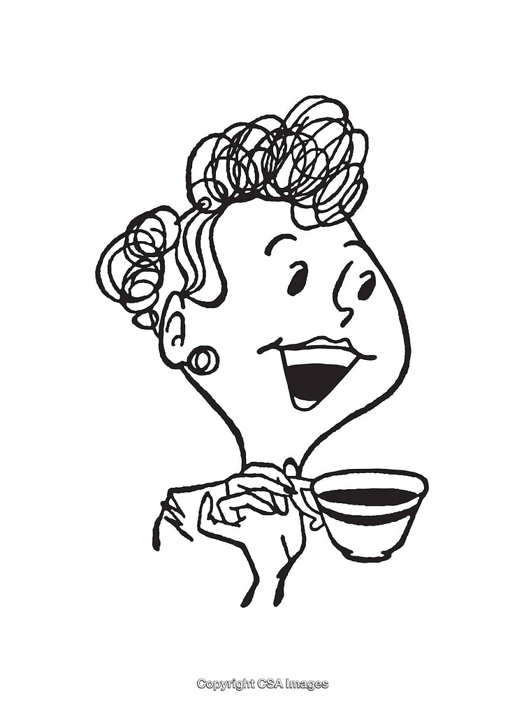 Cheerful Woman with a Cup of Coffee Art Illustration
