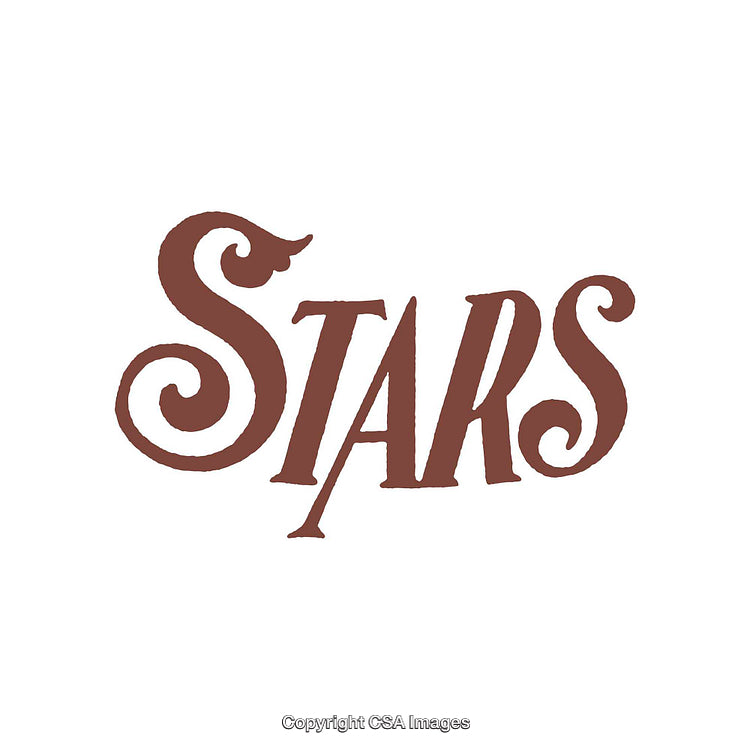Elegant Brown Retro Stars Typography Design on White Background