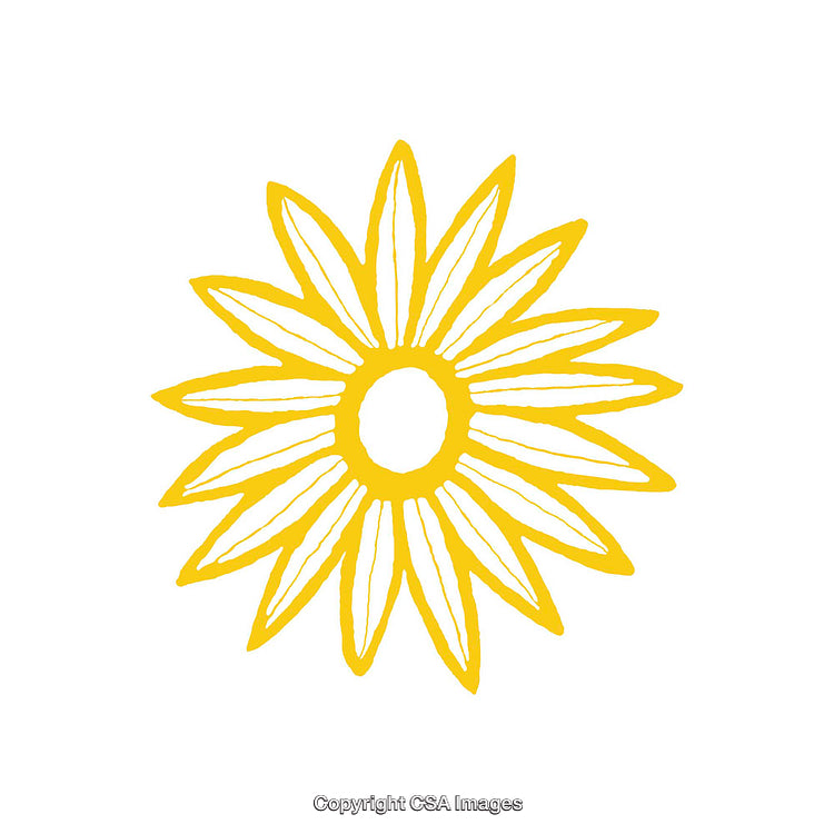 Yellow Abstract Sunflower Illustration on a White Background