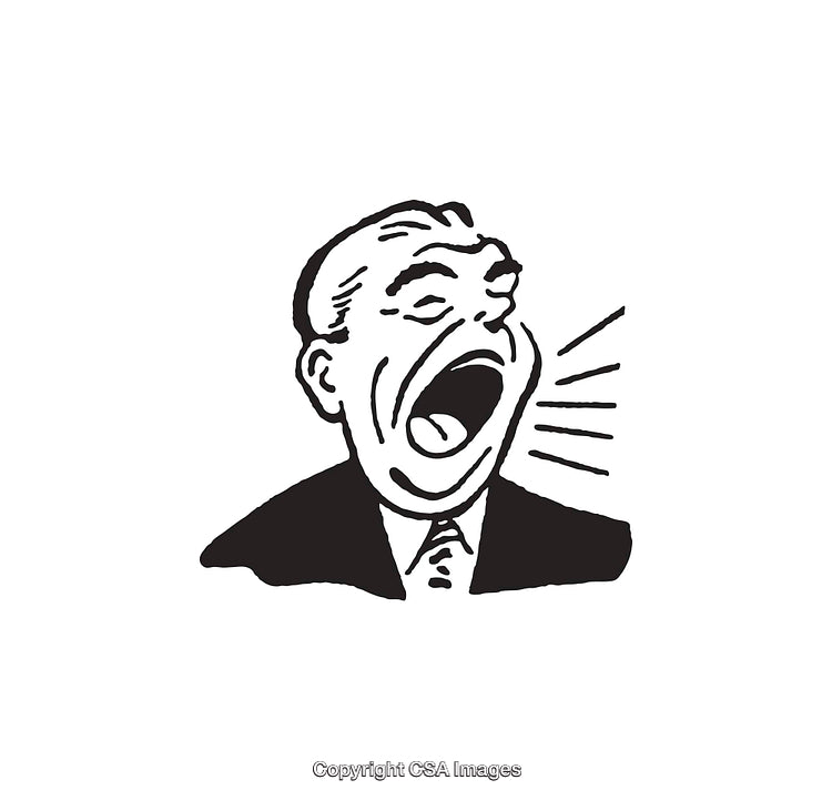 Black and White Illustration of Shouting Man in Retro Style