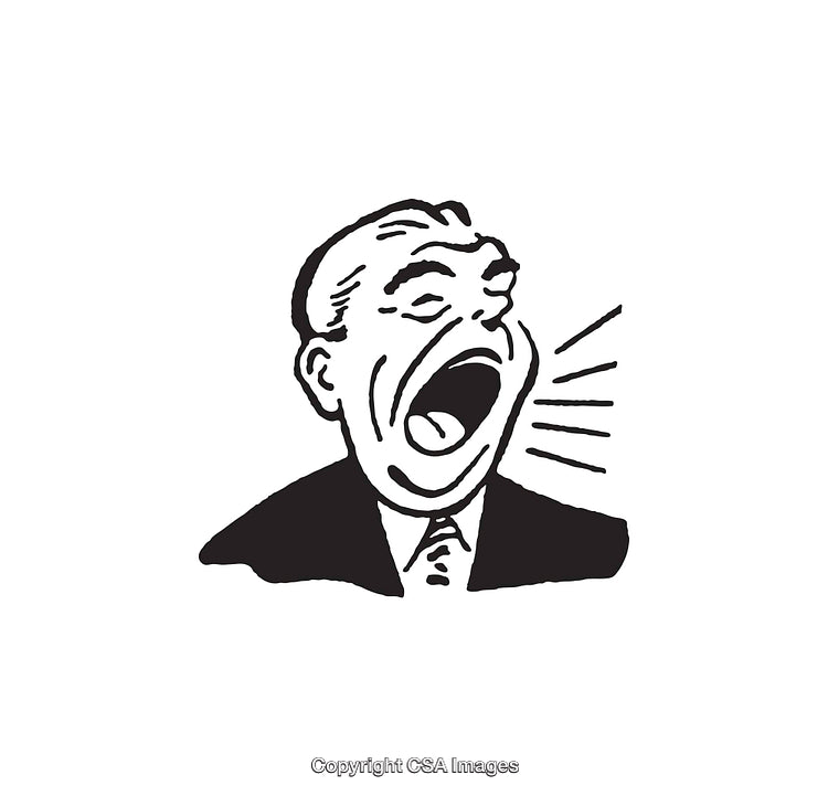 Black and White Illustration of Shouting Man in Retro Style