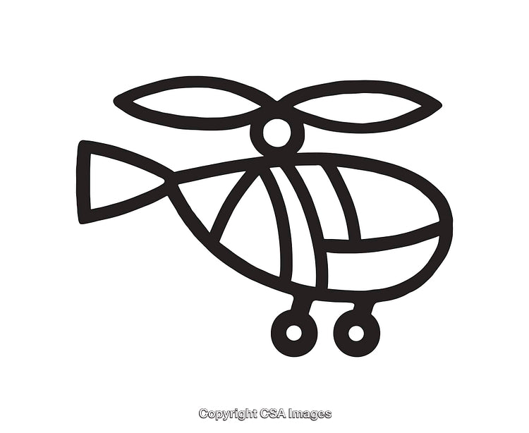 Black and White Line Art of a Helicopter Illustration