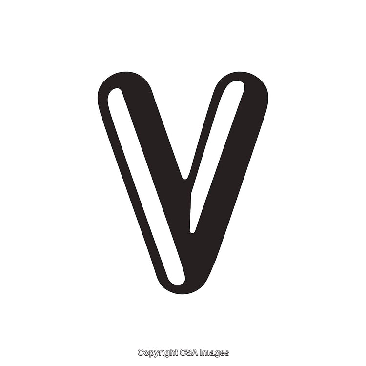 Stylized Letter V Illustration Isolated on a White Background