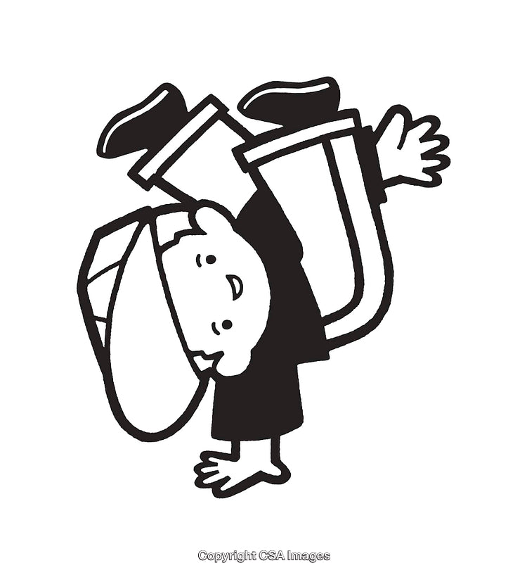 Black and White Line Art of a Breakdancing Character
