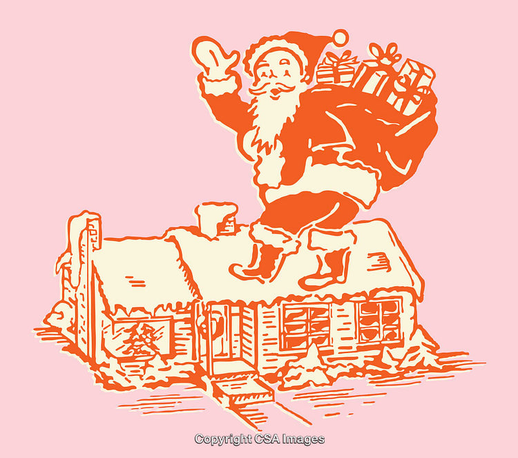 Santa Claus Delivering Gifts on a Snowy Rooftop With Festive Cheer