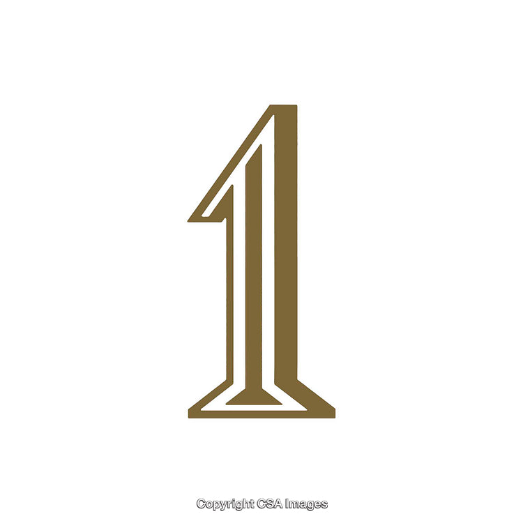 Elegant Gold Number One Isolated on a White Background