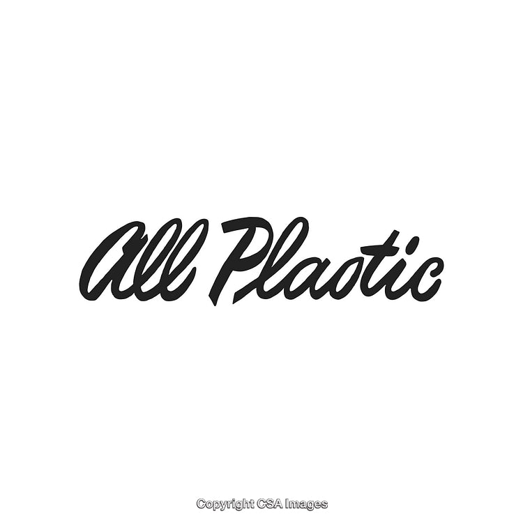 Modern Typography Design Featuring 'All Plastic' in Bold Script Font
