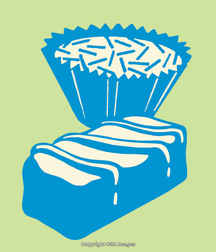Colorful Line Art of Cupcake and Pastry on Green Background