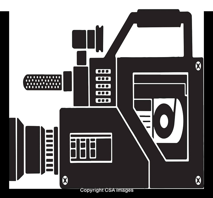 Stylized Black and White Illustration of a Vintage Film Camera