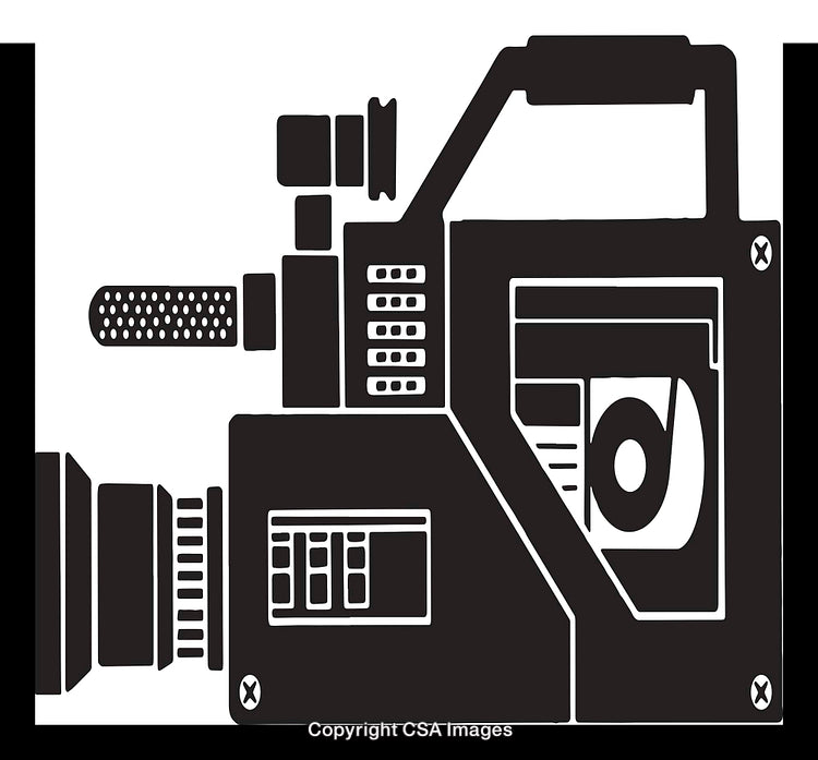 Stylized Black and White Illustration of a Vintage Film Camera