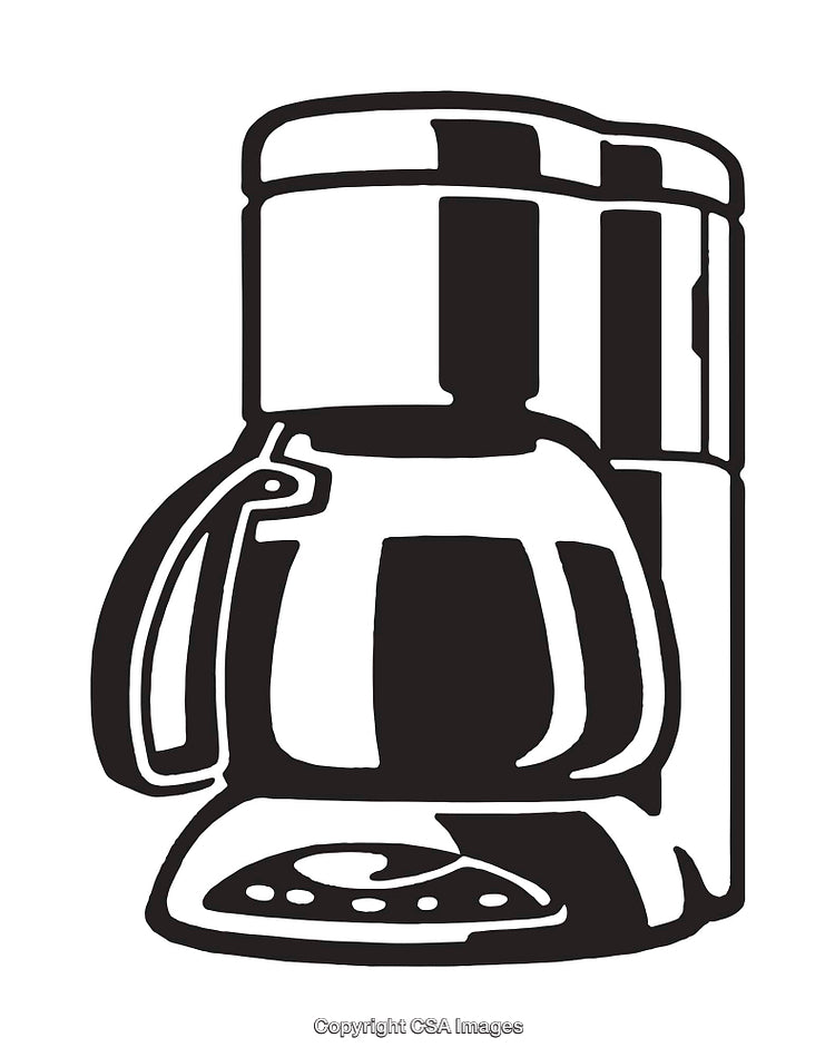 Black And White Line Art Illustration of a Coffee Maker Appliance