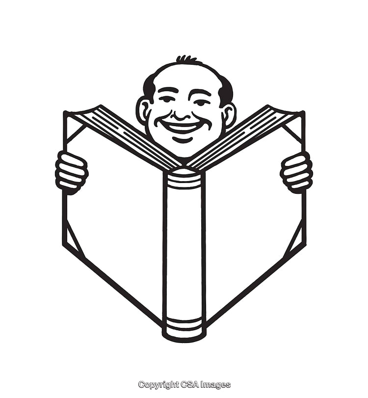 Person Enjoying Reading a Large Book With Smiling Expression