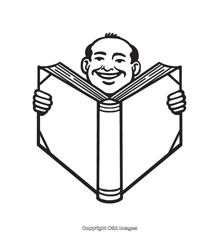 Person Enjoying Reading a Large Book With Smiling Expression