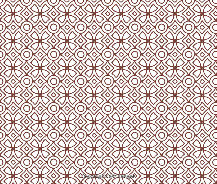 Brown Interlocked Geometric Pattern Background With Abstract Floral Motifs