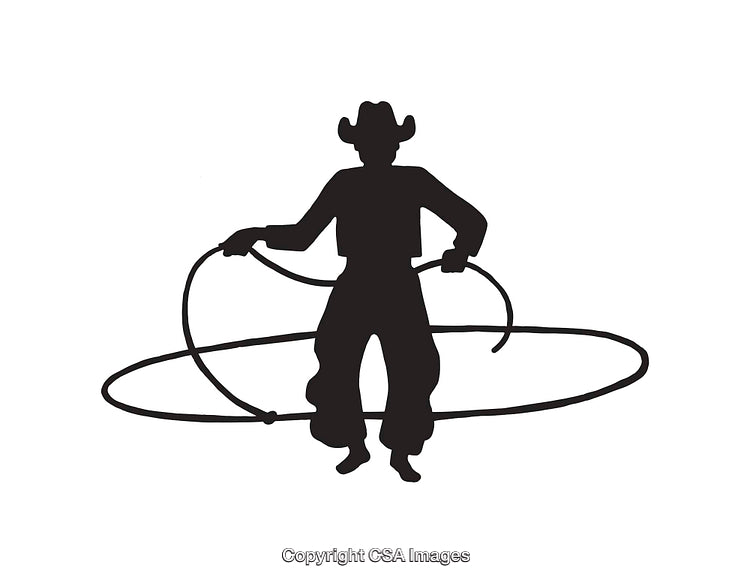 Silhouette of a Cowboy Twirling a Lasso in Motion