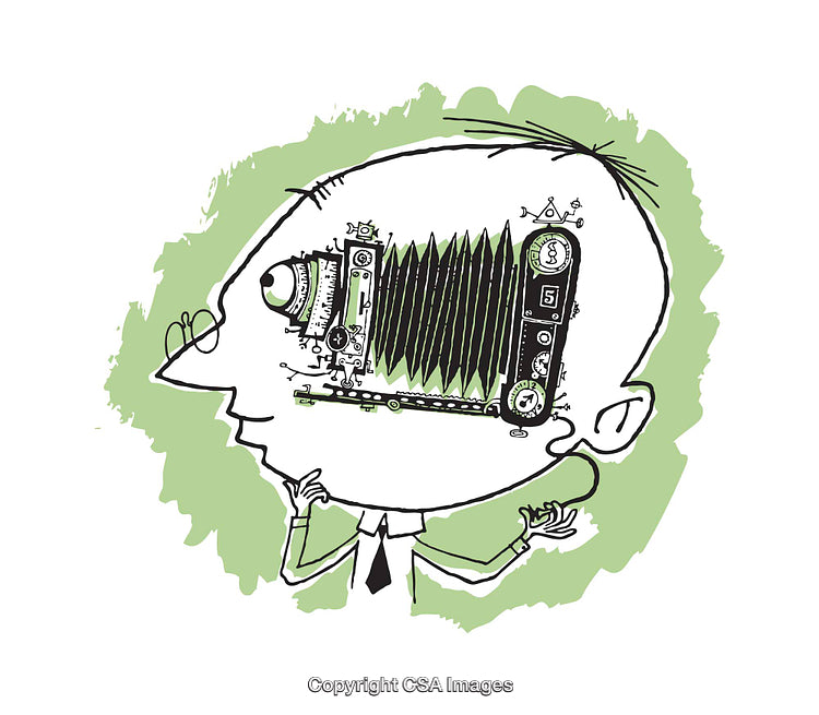 Surreal Art of Camera Mechanism Inside a Human Head