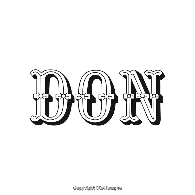 Vintage Decorative Typography Featuring the Word "DON" in Ornate Style