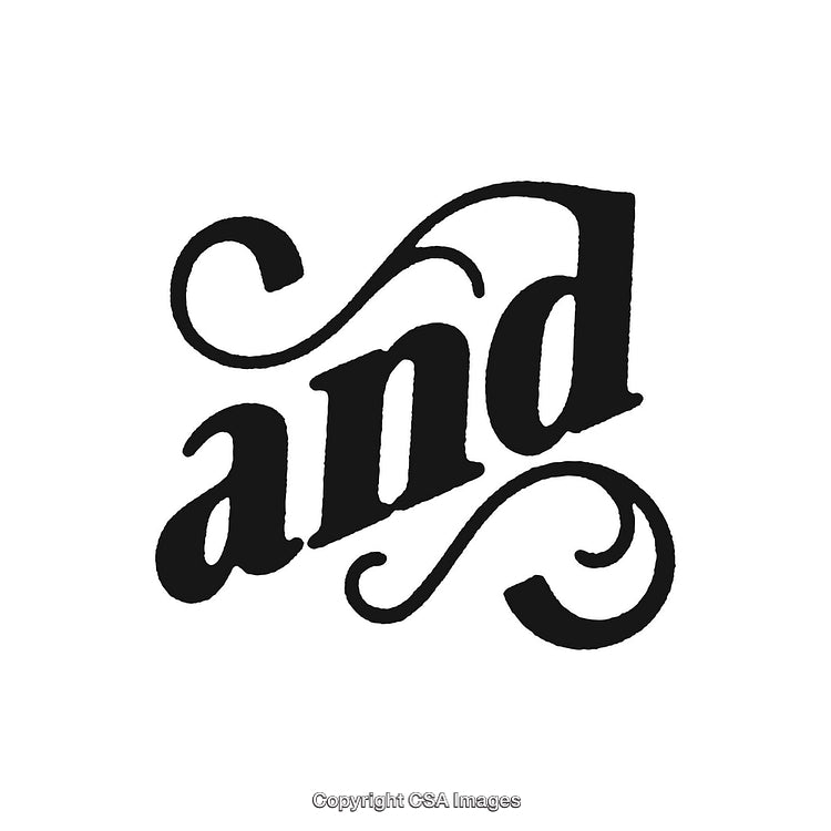 Stylish Calligraphy Design Featuring the Word 'And' with Elegant Swirls in Black