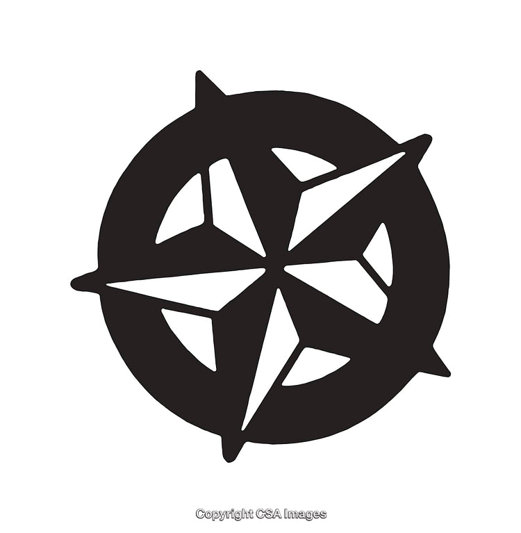 Black and White Compass Icon With Minimal Design
