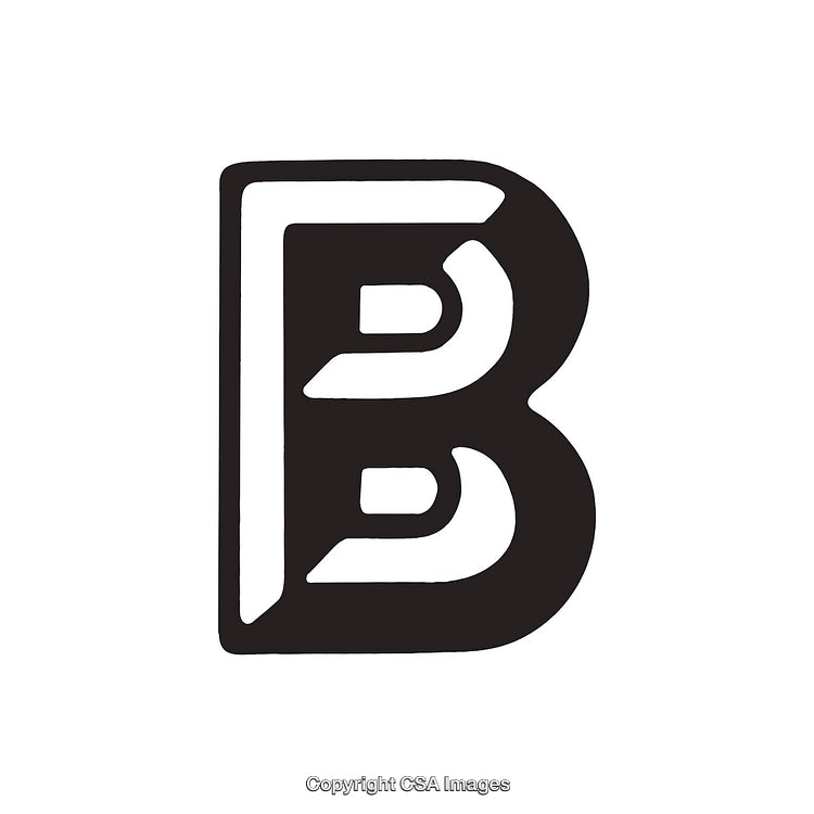 Stylized Monochrome Letter B Illustration with Modern Design